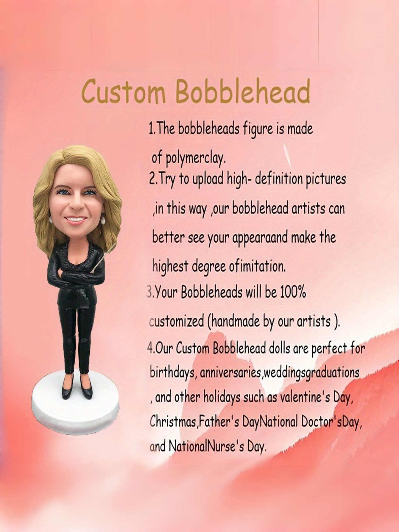 Custom Bobblehead Dolls: Personalized from photos, unique handmade gifts